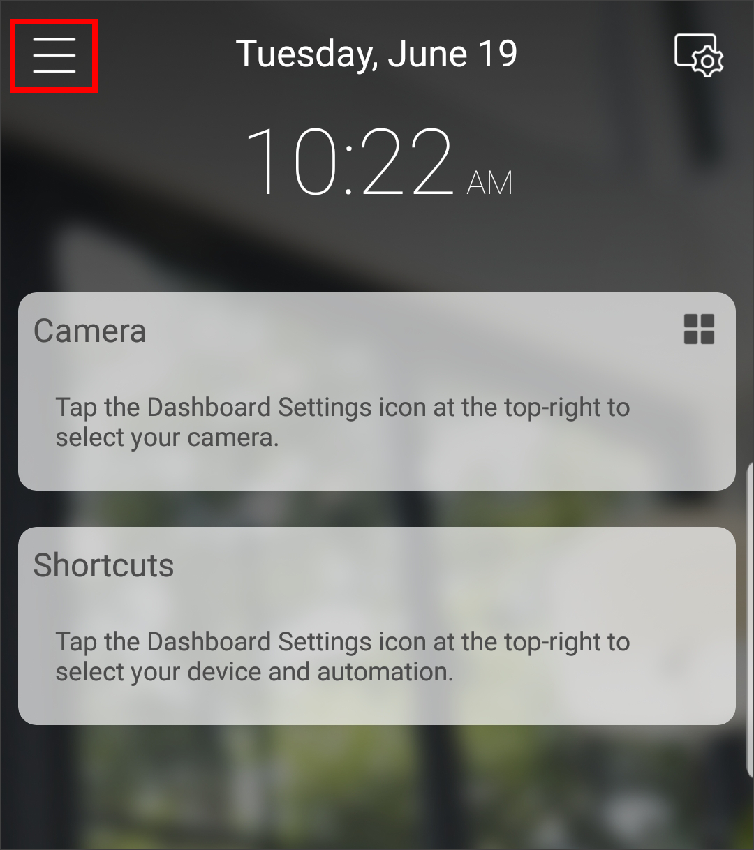 home settings button