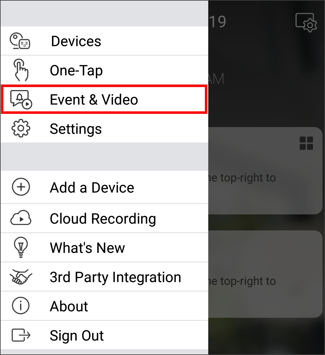 home settings menu eventvideo
